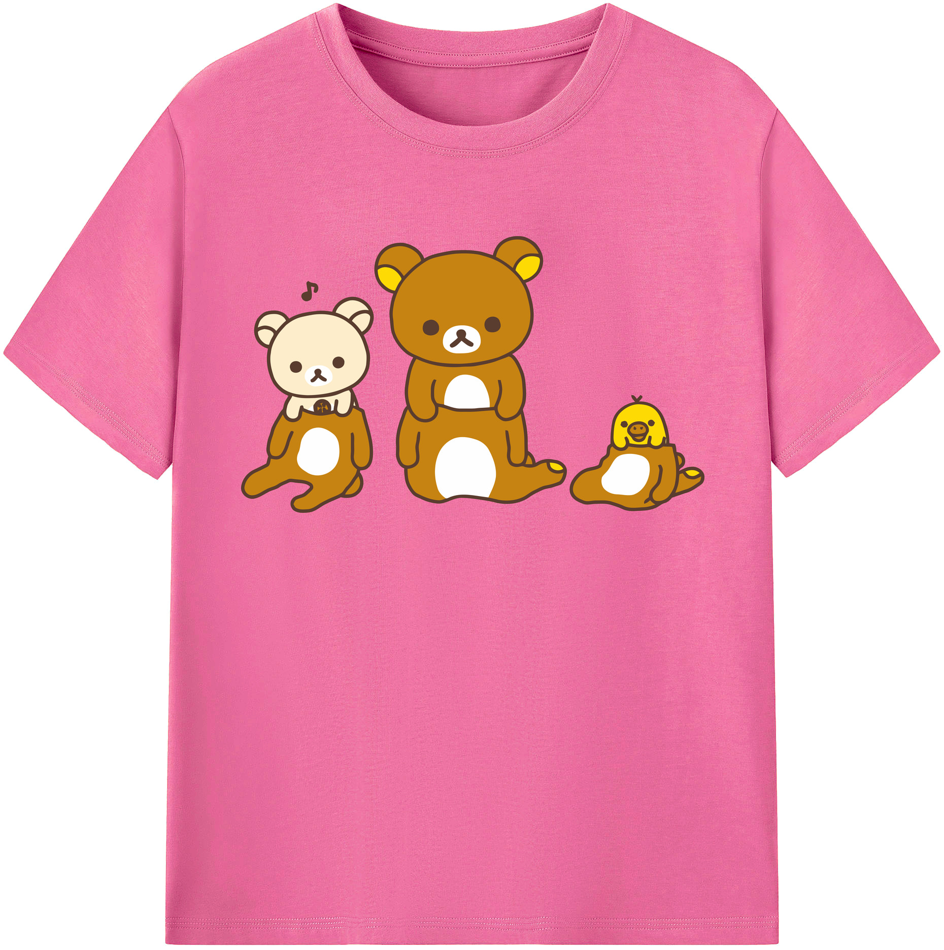 （画像用） リラックマ リラックマ キイロイトリ Rilakkuma Korilakkuma Kiiroitori レディースカジュアルプリントTシャツ（綿100％）